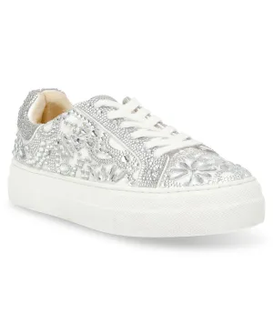 Betsey Johnson Women's Reily Rhinestone Sneakers, White