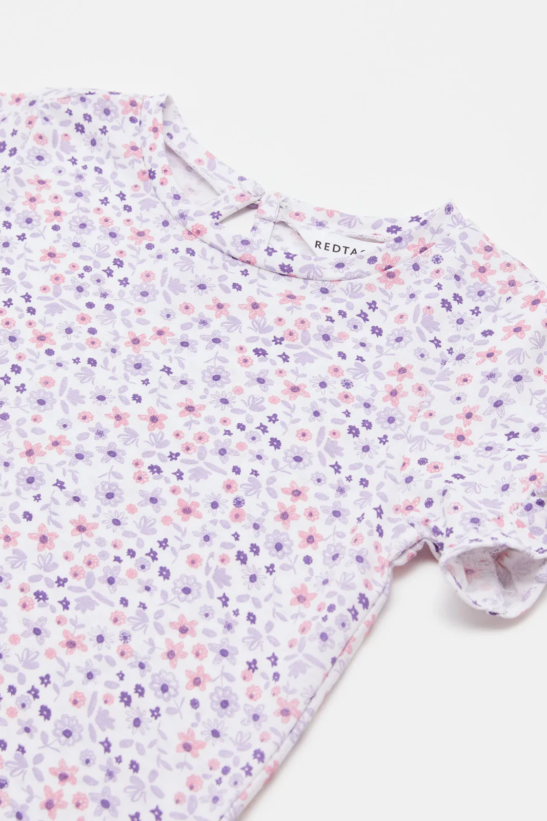 Infant Girls Lilac Floral Print T-Shirt