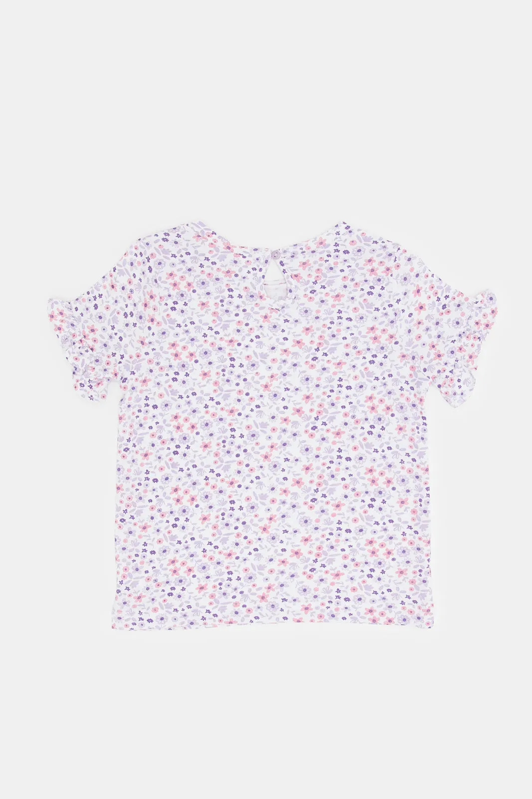 Infant Girls Lilac Floral Print T-Shirt