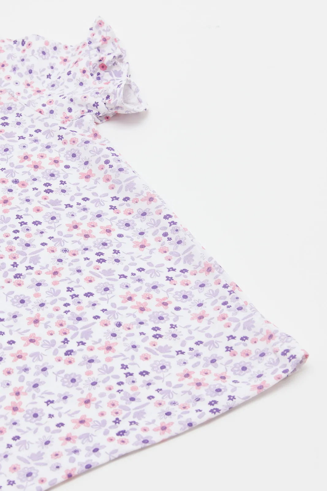 Infant Girls Lilac Floral Print T-Shirt