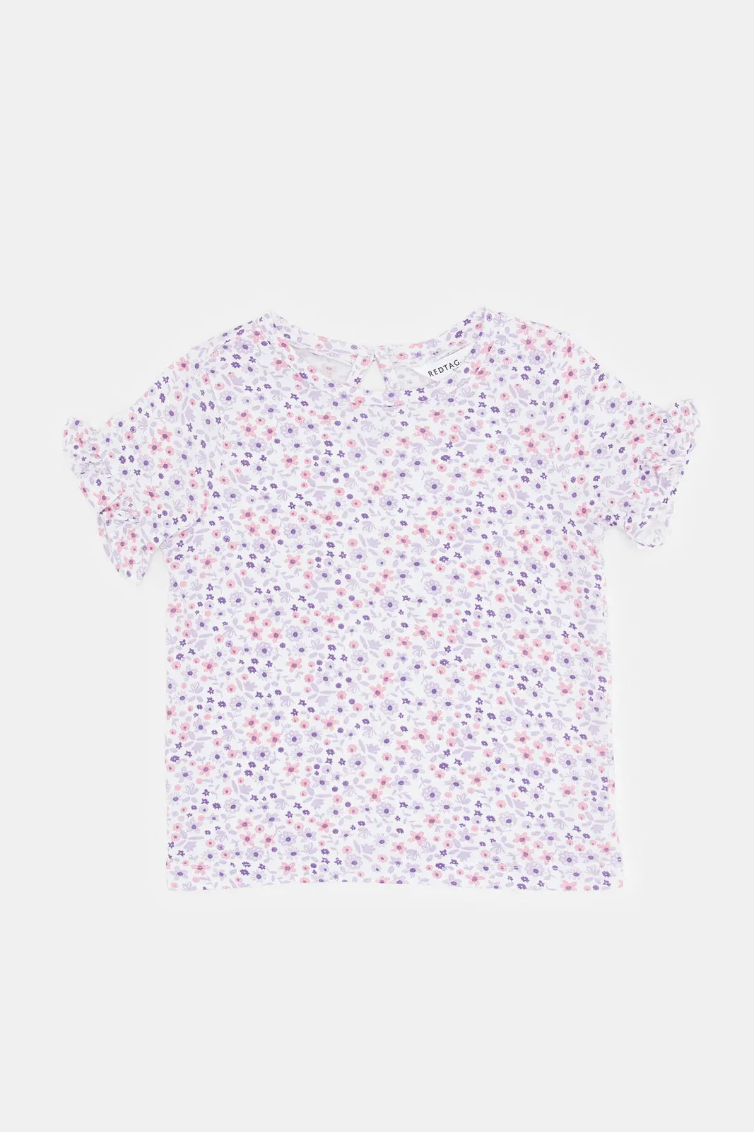 Infant Girls Lilac Floral Print T-Shirt