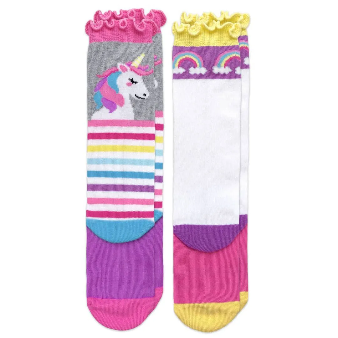 Jefferies Socks Unicorn Rainbow Stripe Knee High Socks (2 Pair Pack)
