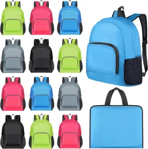 LEIFIDE 15 Pcs Backpack in Bulk 17 Inch Lightweight Foldable Student School Outdoor Travel Book Bag Assorted Colors(Light Gray,Green,Black,Rose Red,Blue,No Pattern)