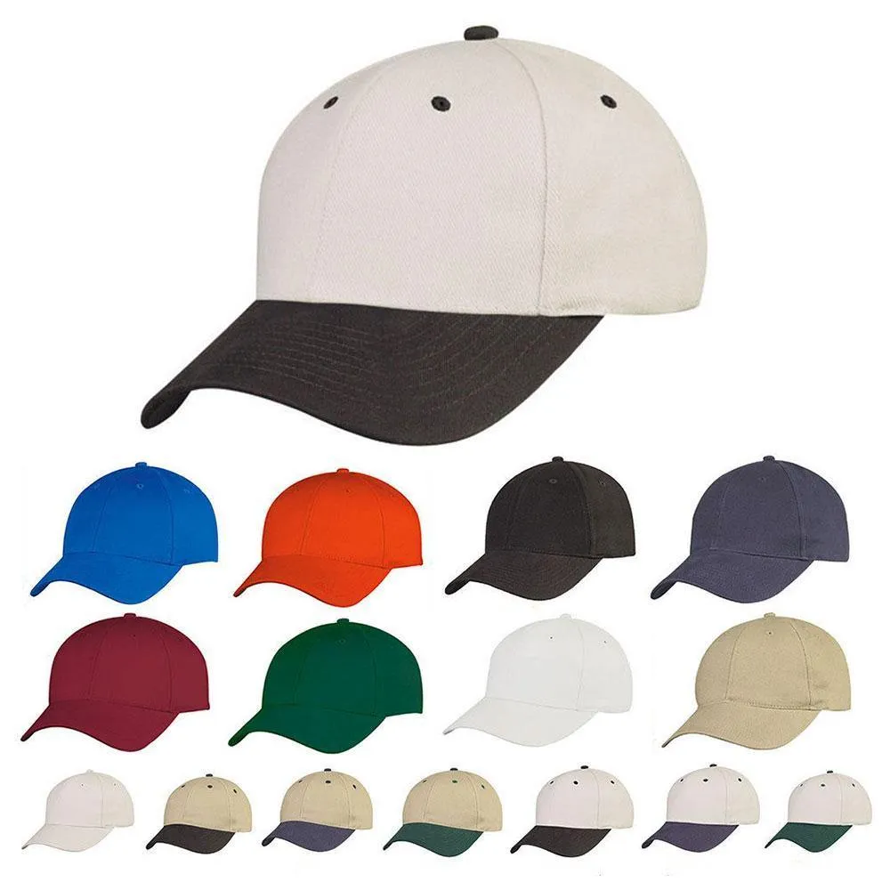 Light Weight Brushed Cotton 6 Panel Low Crown Baseball Polo Caps Hats