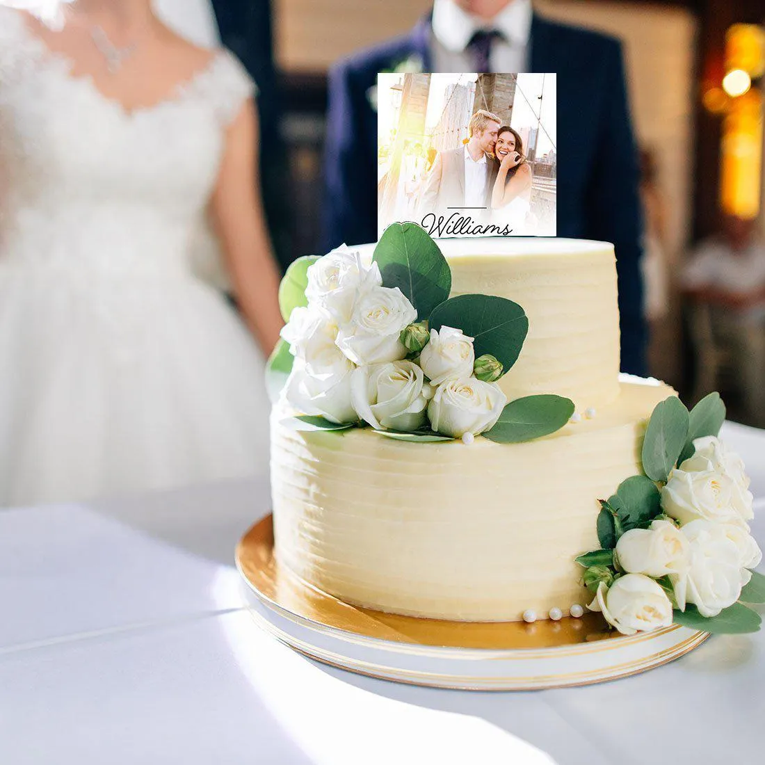 Modern Square Acrylic Cake Topper Collection, Custom Photo