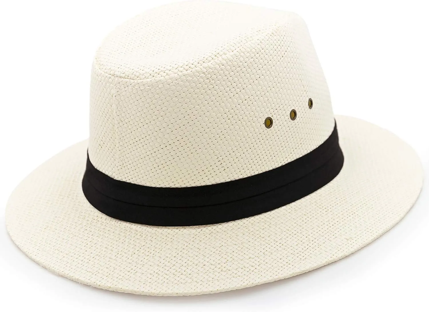 Natural Matte Toyo Safari Men's Sun Hat with Black Band, 2 1/2" Brim, UPF (SPF) 50  Sun Protection