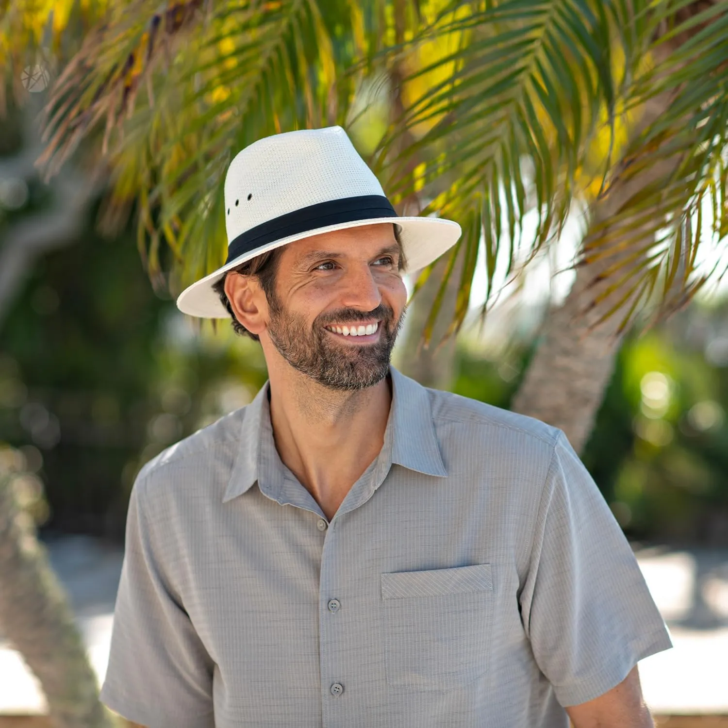 Natural Matte Toyo Safari Men's Sun Hat with Black Band, 2 1/2" Brim, UPF (SPF) 50  Sun Protection