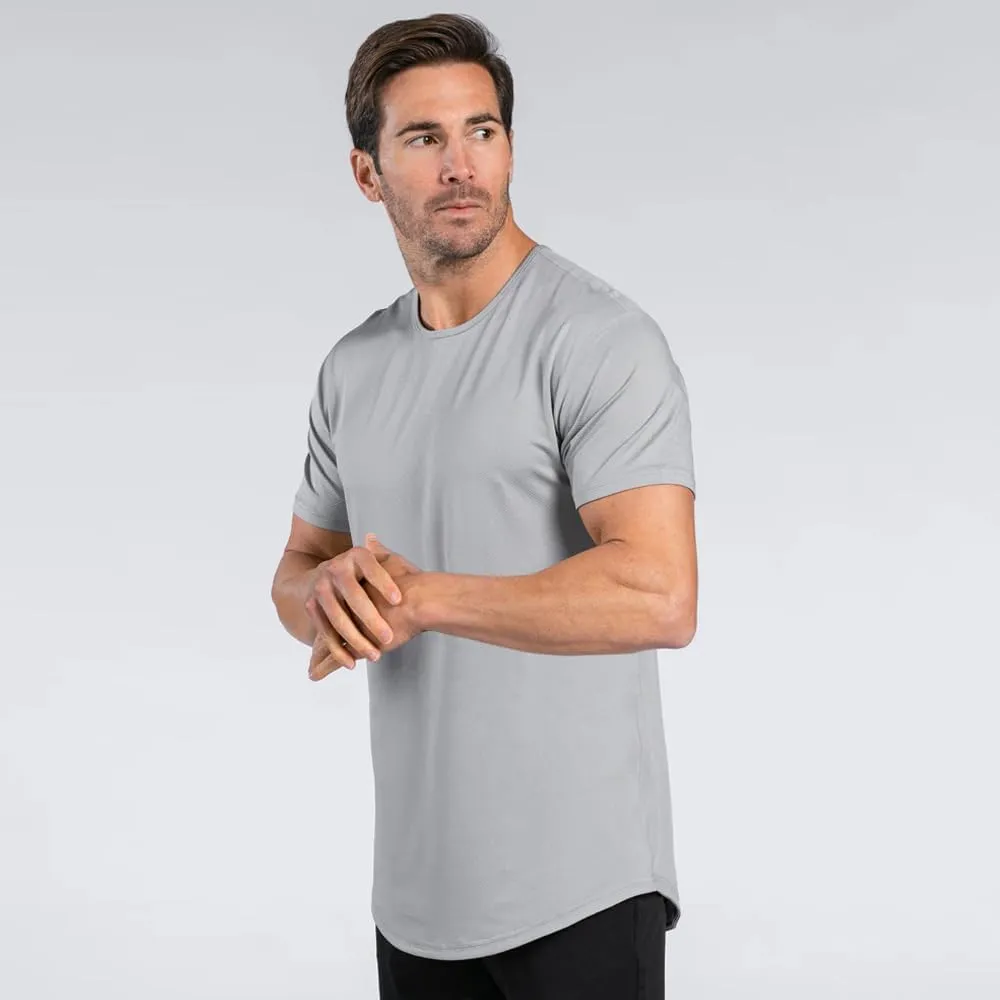 Performance Drop-Cut Men's T Shirt ?C Athletic Drop Cut Crewneck Tee ?C Moisture Wicking, Quick-Dry, Tapered Fit