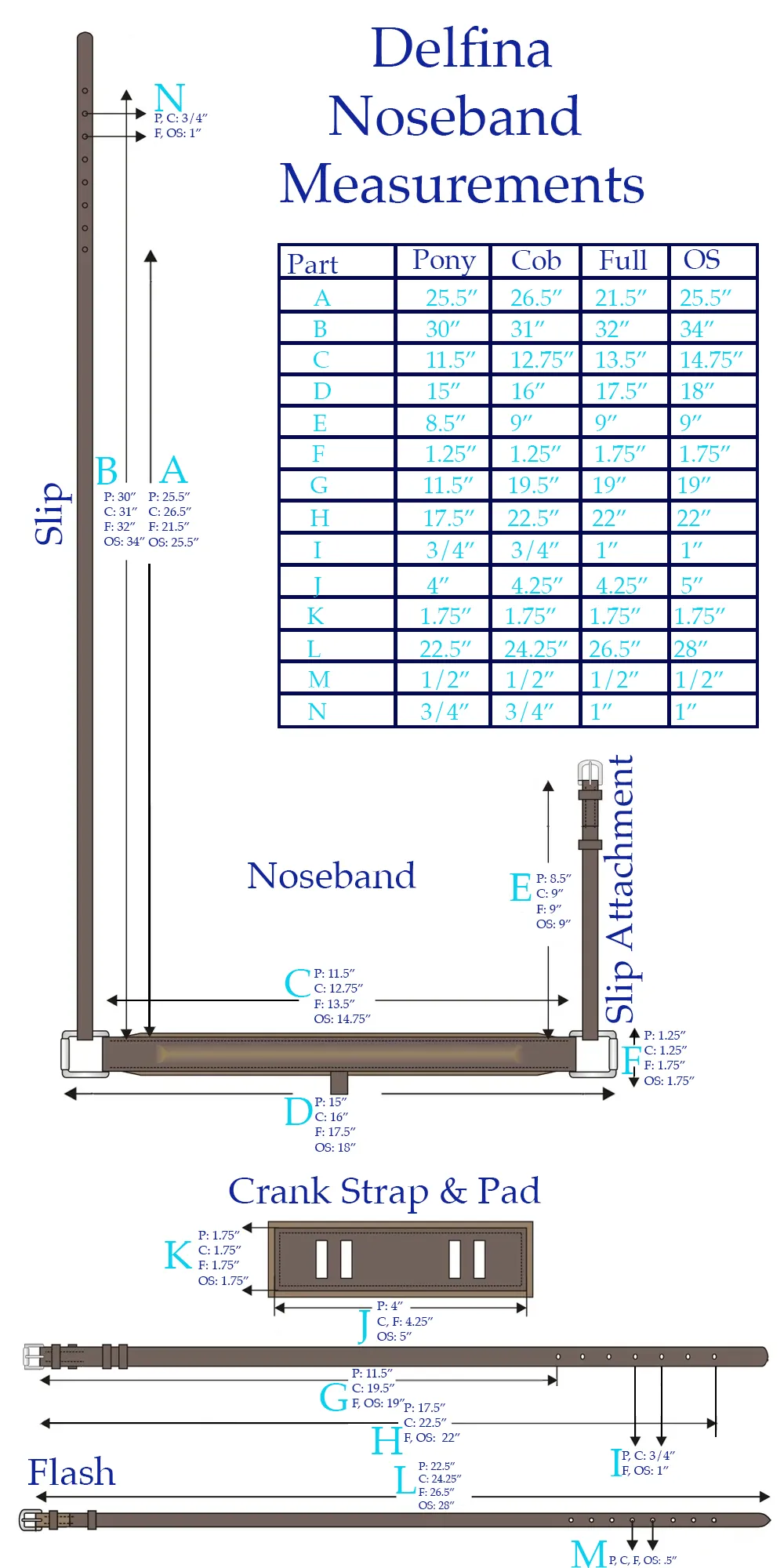 Raised, Padded Crank Nosebands (Flash & French Styles)