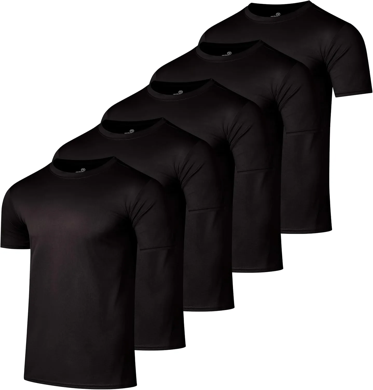 Real Essentials 5 Pack Men??s Active Quick Dry Mesh Crew Neck T Shirts | Athletic Short Sleeve Tee (Available in Big & Tall)