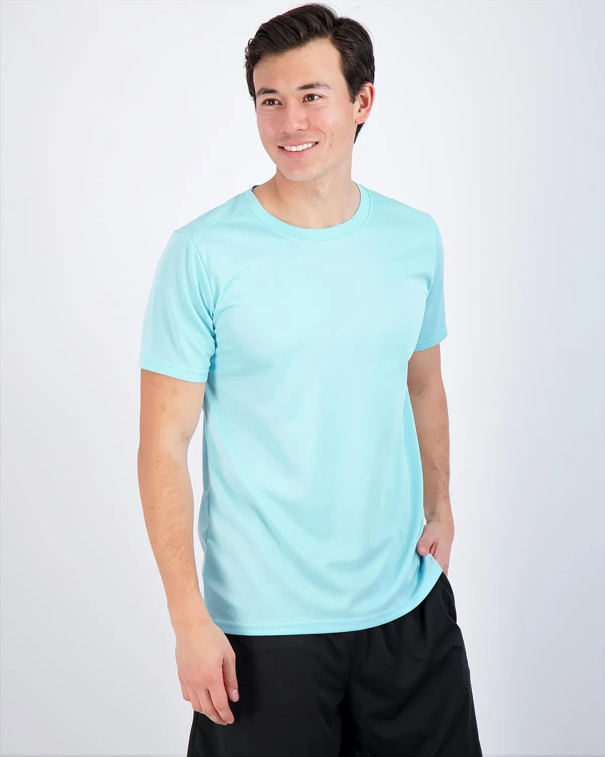 Real Essentials 5 Pack Men??s Active Quick Dry Mesh Crew Neck T Shirts | Athletic Short Sleeve Tee (Available in Big & Tall)
