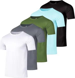 Real Essentials 5 Pack Men??s Active Quick Dry Mesh Crew Neck T Shirts | Athletic Short Sleeve Tee (Available in Big & Tall)