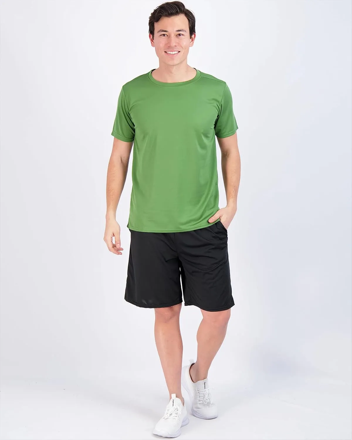Real Essentials 5 Pack Men??s Active Quick Dry Mesh Crew Neck T Shirts | Athletic Short Sleeve Tee (Available in Big & Tall)