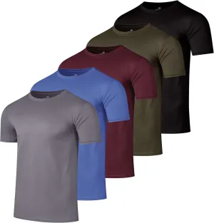 Real Essentials 5 Pack Men??s Active Quick Dry Mesh Crew Neck T Shirts | Athletic Short Sleeve Tee (Available in Big & Tall)