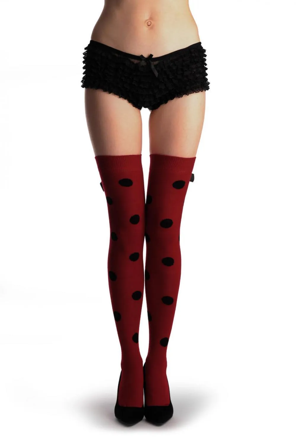 Red Polka Dot With Black Bow Warm Cotton