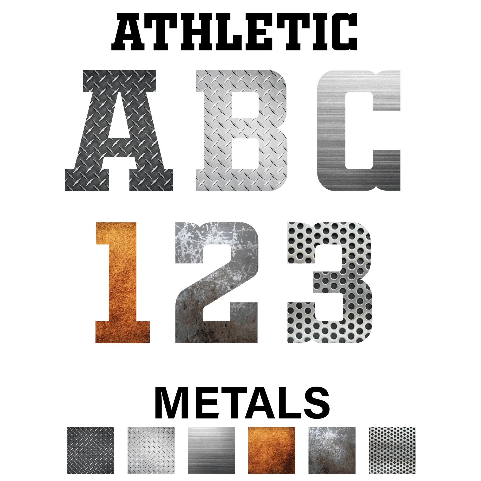 Reflective Metal Styles Letters and Numbers Decals