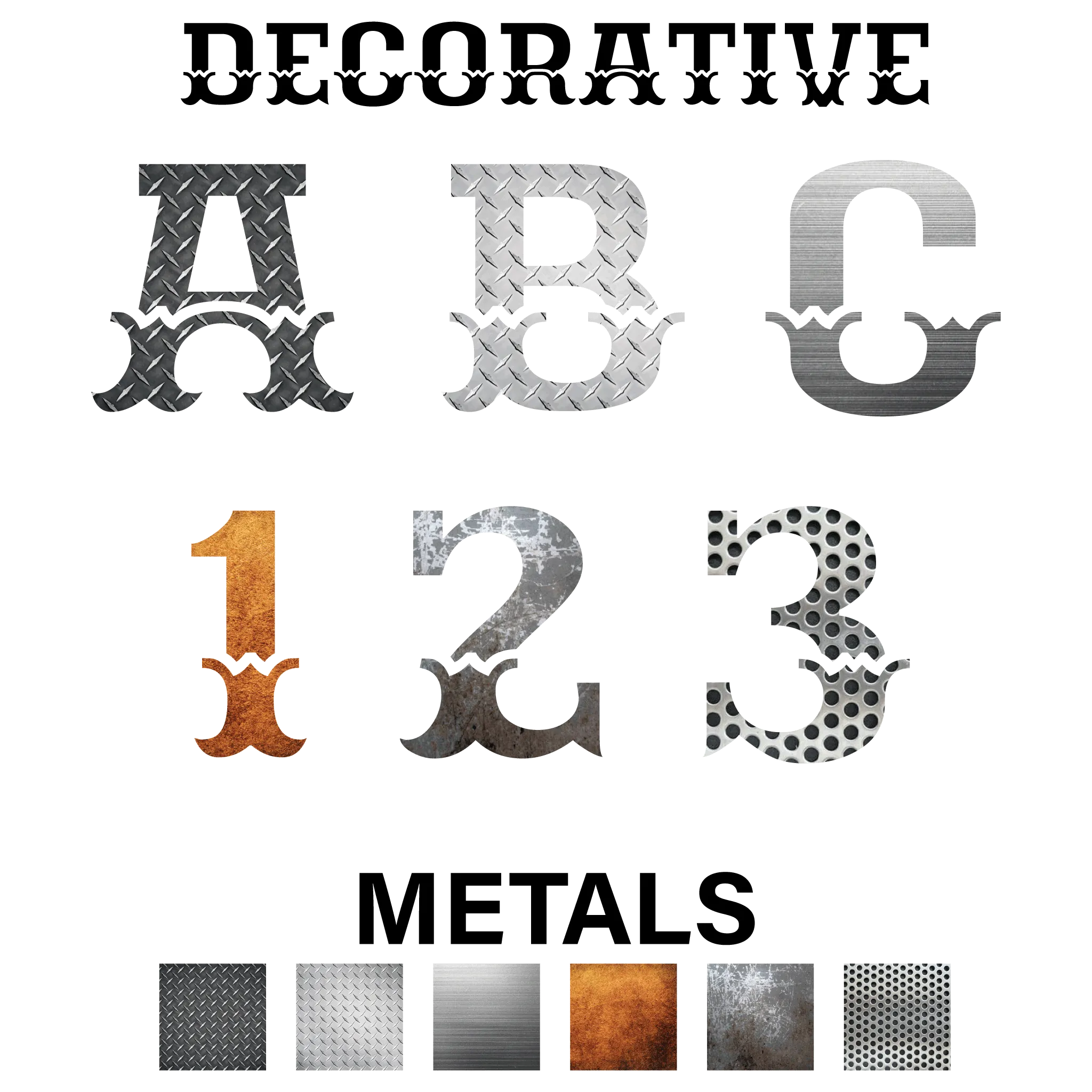 Reflective Metal Styles Letters and Numbers Decals