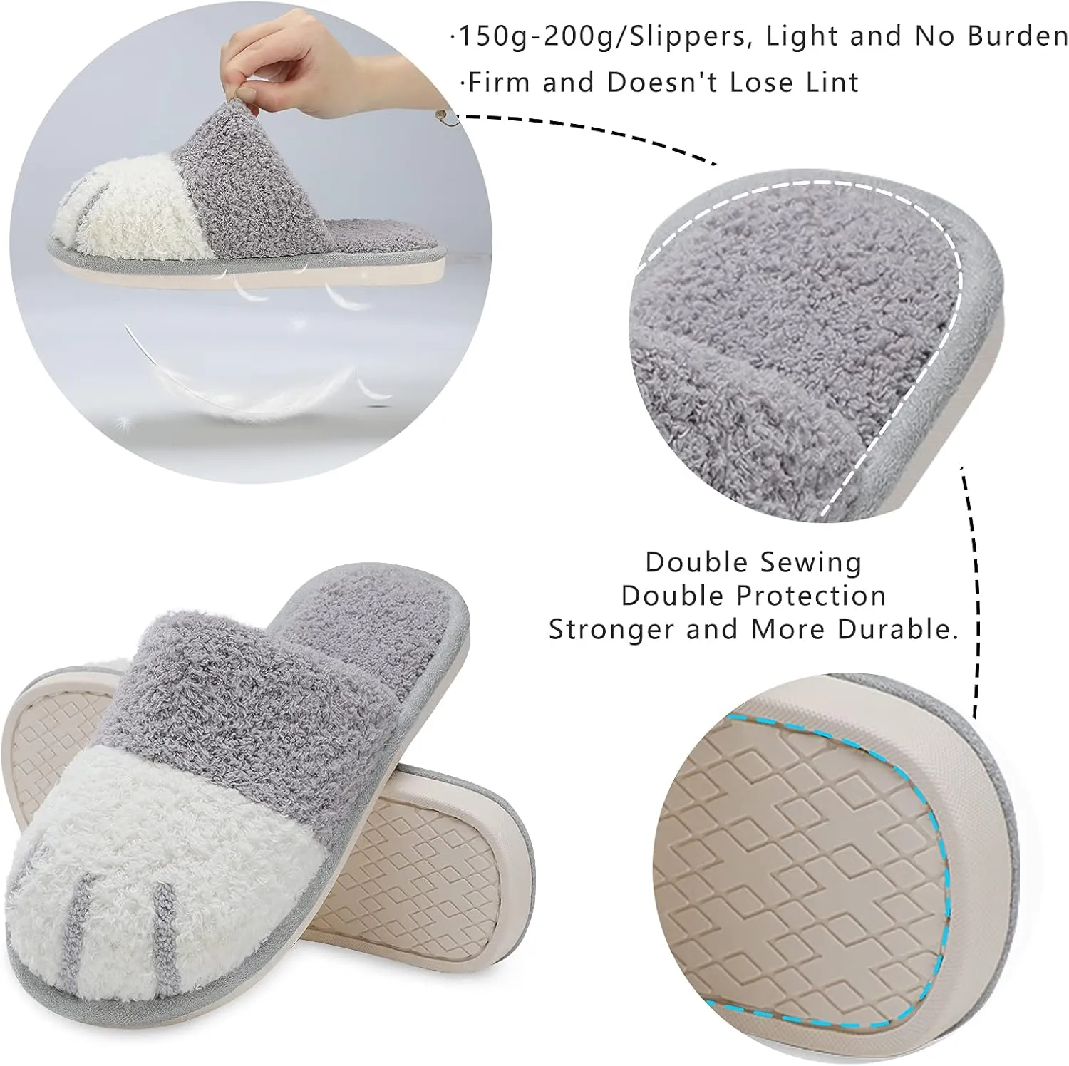 SINNO Cute Animal Slippers for Women Indoor Outdoor Memory Foam House Slipper Soft Warm Cozy Fuzzy Bedroom Non-Slip Shoes Christmas Gift ladies