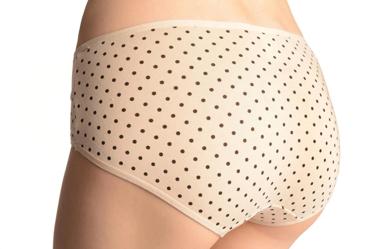 Spotted Beige Soft Cotton With Plain Stripe & Buttons Brazilian