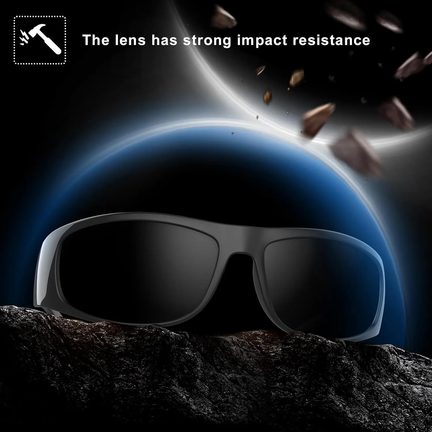 WISTON Wrap Around Sunglasses for Men Women Super Dark Blackout Sunglasses for Sensitive Eyes UV400 Protection W8005