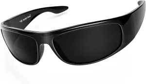 WISTON Wrap Around Sunglasses for Men Women Super Dark Blackout Sunglasses for Sensitive Eyes UV400 Protection W8005