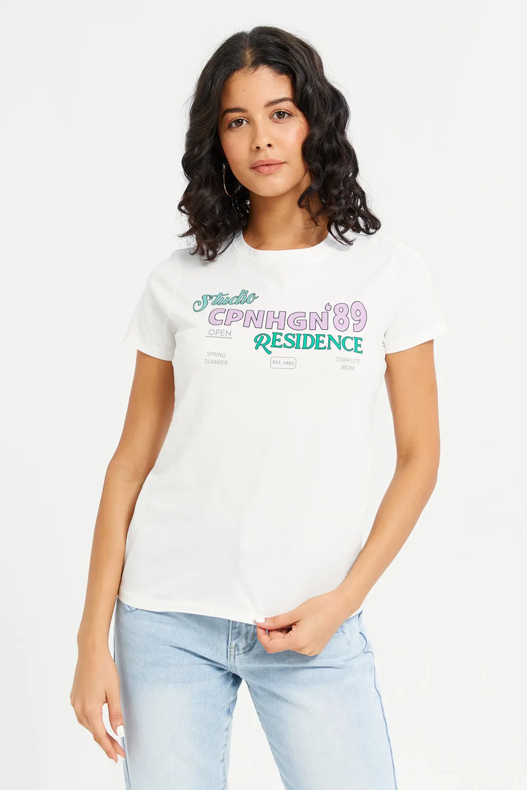 Women Ivory Copenhagen Printed T-Shirt