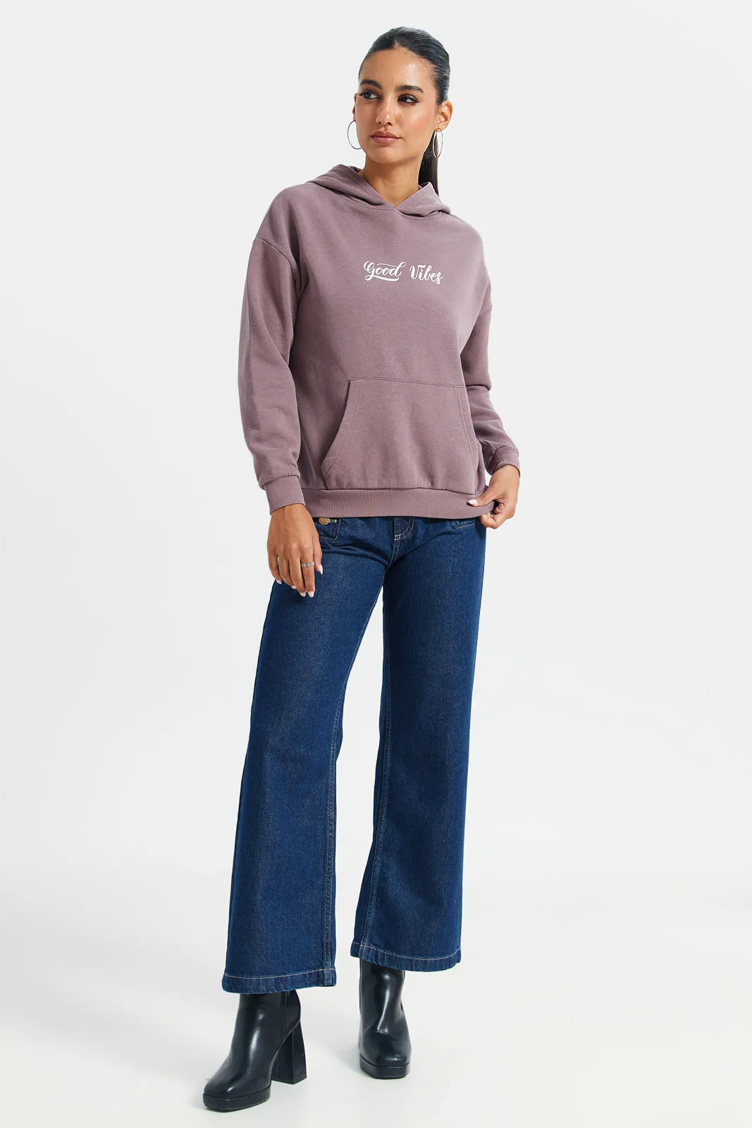Women Lilac Hooded Sweatshirt